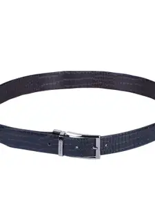 Calvadoss Men Textured Leather Croco Design Reversible Belt