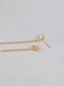 Carlton London 18kt Rose Gold Plated with Chain and CZ Drop Earring