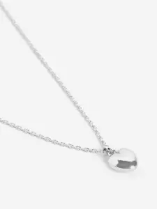 DressBerry Rhodium Plated Puffed Heart Pendant and Chain