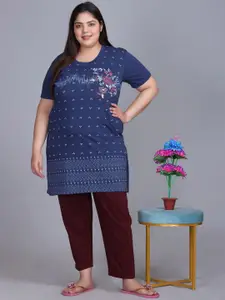 IN Love Women Printed Plus Size Night suit