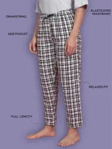 Kryptic Pack Of 2 Checked Pure Cotton Mid-Rise Lounge Pants