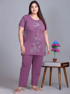 IN Love Women Plus Size Printed Night suit
