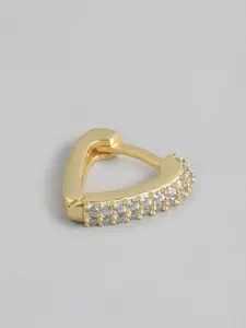 Carlton London 18kt Gold Plated with CZ Heart Hoop Earring