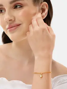 Carlton London 18kt Gold Plated with Heart Charm Bracelet