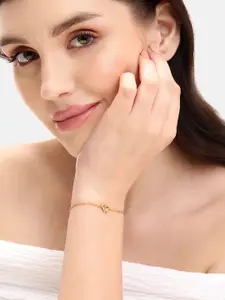 DressBerry 18kt Gold Plated with CZ Double Heart Charm Bracelet