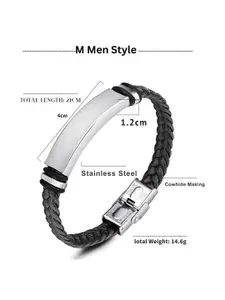 M Men Style Men Handcrafted Silver-Plated Cuff Bracelet