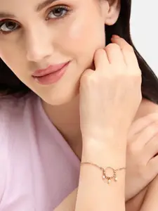 DressBerry 18kt Rose Gold Plated with Pearl and Ring Charm Bracelet