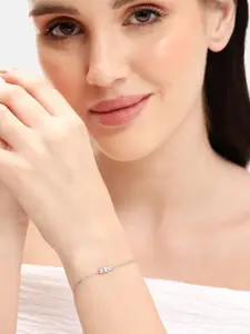 DressBerry Rhodium Plated with CZ Charm Bracelet