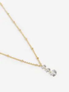 DressBerry 18kt Gold Plated Dangling Three Solitaire Pendant with Chain