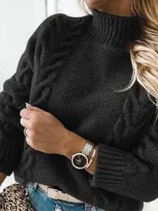 StyleCast Women Cable Knit Crop Pullover