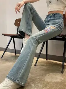 StyleCast x Revolte Women Embroidered Bootcut Heavy Fade Jeans