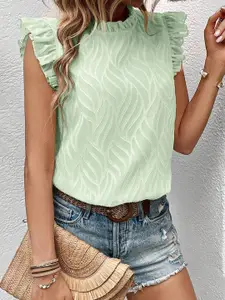 StyleCast Flutter Sleeve Chiffon Crop Top