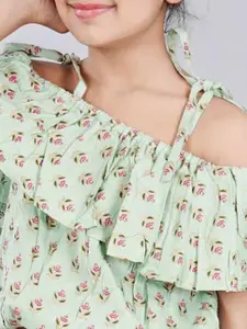 DMP FASHION Floral Checked Cotton Bardot Crop Top