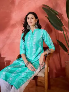 Sangria Women Ethnic Motifs Printed Screen Print Daily Straight Kurta