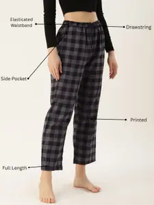 Kryptic Pack Of 2 Checked Pure Cotton Mid-Rise Lounge Pants