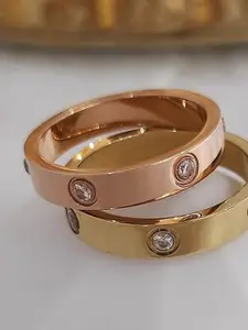 StyleCast Gold-Toned Elegant Stone Studded Adjustable Finger Ring