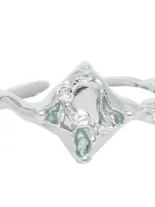 StyleCast Elegant Silver Toned Artificial Stones-Studded Finger Ring