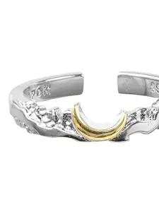 StyleCast 925 Silver-Toned Textured Adjustable Finger Ring