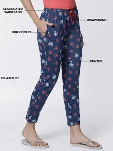 Kryptic Women Pack Of 2 Printed Pure Cotton Mid-Rise Lounge Pants