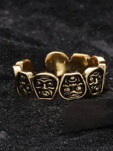 StyleCast Gold-Plated GeometrIc Shaped Adjustable Finger Ring