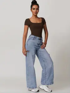 StyleCast Square Neck Short Sleeve Bodysuit