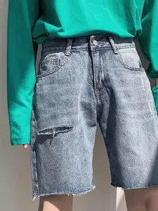 StyleCast Men Washed Denim Mid-Rise Shorts Technology