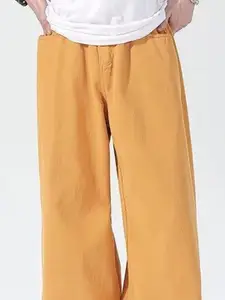 StyleCast Men Wide Leg Mid-Rise Yellow Jeans