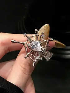 StyleCast Silver-Toned Artificial Stones Studded Finger Ring