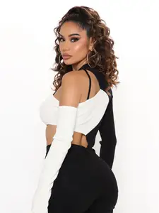 StyleCast Women One Shoulder Crop Fitted Top