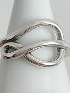 StyleCast Elegant Silver-Plated Intricate Textured Circular Shaped Finger Ring