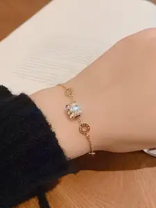 KARISHMA KREATIONS Gold-Plated Stainless Steel CubicZirconia Studded Anti-Tarnish Bracelet