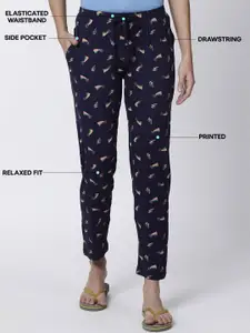 Kryptic Women Pack Of 2 Printed Pure Cotton Mid-Rise Lounge Pants