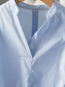 StyleCast Women Solid Mandarin Collar Cotton Relaxed Fit Casual Shirt