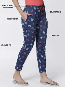 Kryptic Pack Of 2 Printed Cotton Mid-Rise Relaxed Fit Lounge Pants