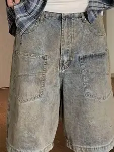 StyleCast Men Washed Denim Shorts Technology