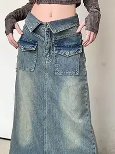 StyleCast Denim A-Line Maxi Skirt