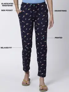 Kryptic Women Pack Of 2 Printed Pure Cotton Mid-Rise Lounge Pants