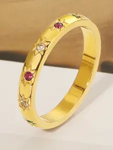 StyleCast Gold-Toned Stone Studded Elegant Adjustable Finger Ring