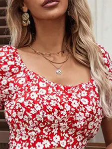 StyleCast Women Floral Printed Fitted Crop Top