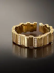 StyleCast Gold-Toned Intricate Textured Adjustable Finger Ring