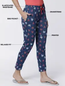 Kryptic Pack Of 2 Printed Cotton Relaxed Fit Mid-Rise Lounge Pants