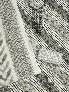 Panzora Geometric Printed Cotton Unstitched Dress Material