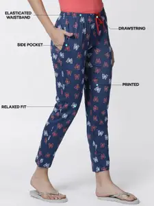 Kryptic Pack Of 2 Printed Cotton Relaxed Fit Mid-Rise Lounge Pants