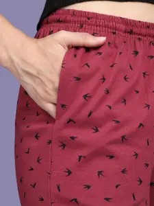 Kryptic Pack Of 2 Printed Cotton Mid-Rise Lounge Pants