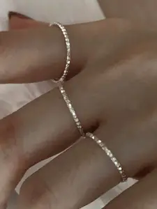 StyleCast Silver-Toned Silver-Plated Adjustable Finger Ring