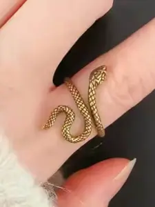StyleCast Gold-Plated Adjustable Snake Shaped Open Finger Ring