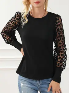 StyleCast Black Cuffed Sleeves Regular Top
