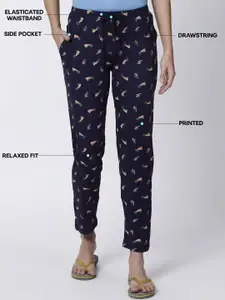 Kryptic Pack Of 2 Printed Cotton Mid-Rise Lounge Pants
