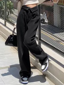 StyleCast Women Straight Fit High-Rise Low Distress Cotton Jeans