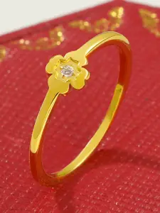 StyleCast Elegant Gold-Toned Stone Studded Adjustable Finger Ring